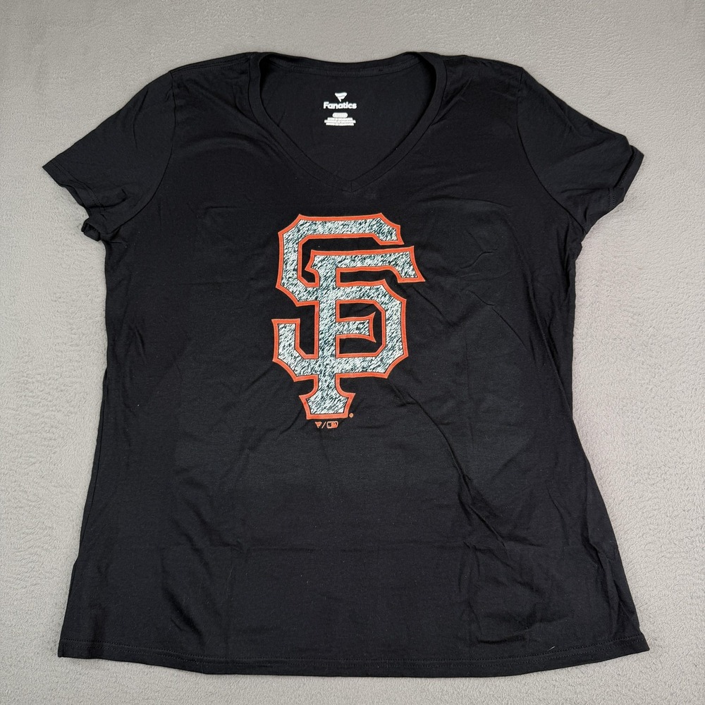 San Francisco Giants Shirt Womens XL Black MLB Baseball‎ Fanatics V-Neck Tee